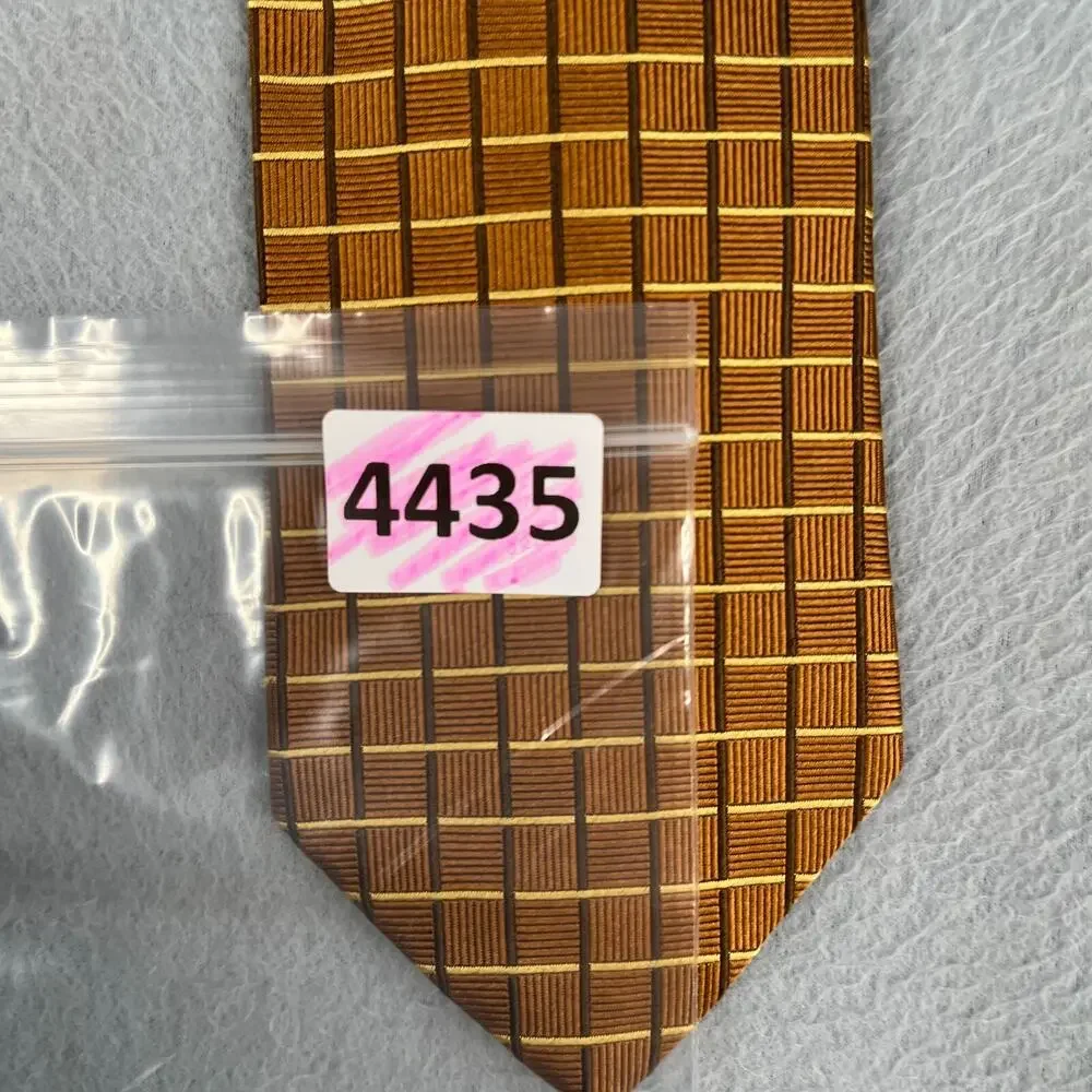 Brooks Brothers Silk Makers Necktie Gold Check Made In USA Tie